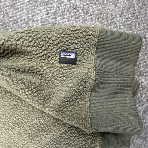 Patagonia Reversible Shearling Crew Pullover Sweatshirt Mens Sz L Olive Green - Picture 6 of 6